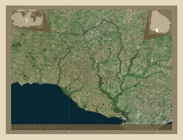 San Jose 乌拉圭省 高分辨率卫星地图 该区域主要城市的所在地点 角辅助位置图 — 图库照片