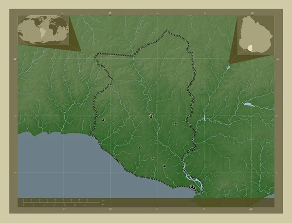 Сан Хосе Департамент Уругвая Карта Высоты Окрашенная Вики Стиле Озерами — стоковое фото