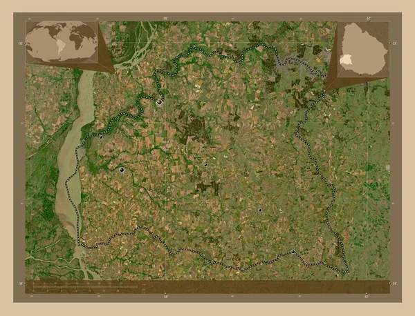 Σοριάνο Τμήμα Ουρουγουάης Δορυφορικός Χάρτης Χαμηλής Ανάλυσης Τοποθεσίες Μεγάλων Πόλεων — Φωτογραφία Αρχείου