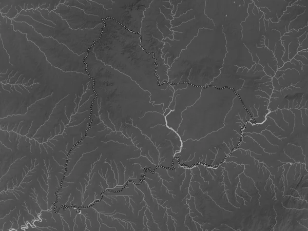 Tacuarembo Department Uruguay Grayscale Elevation Map Lakes Rivers — Stock Photo, Image
