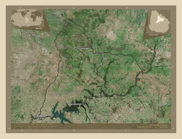 Tacuarembo Departamento Uruguay Mapa Satelital Alta Resolución Ubicaciones Nombres Las —  Fotos de Stock