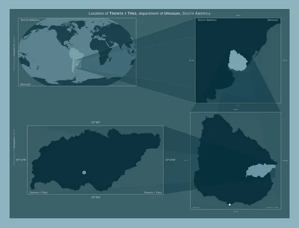 Treinta Tres Department Uruguay Diagram Showing Location Region Larger Scale — Stock Photo, Image