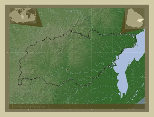 Treinta Tres Уругвай Карта Высоты Окрашенная Вики Стиле Озерами Реками — стоковое фото