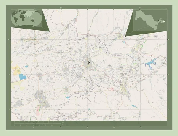 Andijon Region Uzbekistanu Otwórz Mapę Ulic Pomocnicze Mapy Położenia Narożnika — Zdjęcie stockowe
