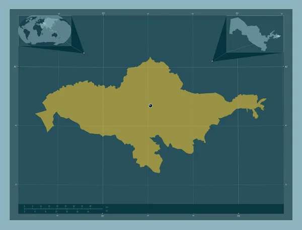 アンディジョン ウズベキスタンの地域 しっかりした色の形 コーナー補助位置図 — ストック写真