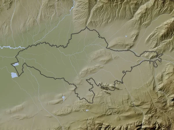 Andijon Región Uzbekistán Mapa Elevación Coloreado Estilo Wiki Con Lagos — Foto de Stock