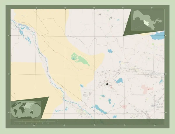 Бухоро Область Узбекистана Карта Улиц Вспомогательные Карты Расположения Углов — стоковое фото