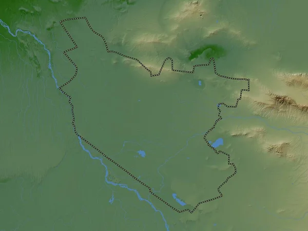Bukhoro Regionen Uzbekistan Färgad Höjdkarta Med Sjöar Och Floder — Stockfoto