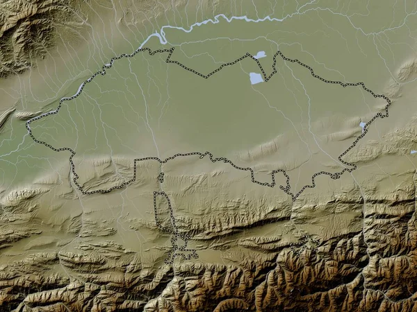 Ferghana Περιφέρεια Ουζμπεκιστάν Υψόμετρο Χάρτη Χρωματισμένο Wiki Στυλ Λίμνες Και — Φωτογραφία Αρχείου