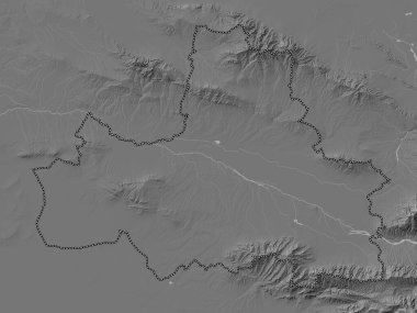 Semerkand, Özbekistan bölgesi. Gölleri ve nehirleri olan çift seviyeli yükseklik haritası