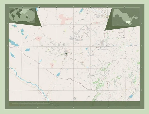 Kashkadarya Região Uzbequistão Abrir Mapa Rua Mapa Localização Auxiliar Canto — Fotografia de Stock