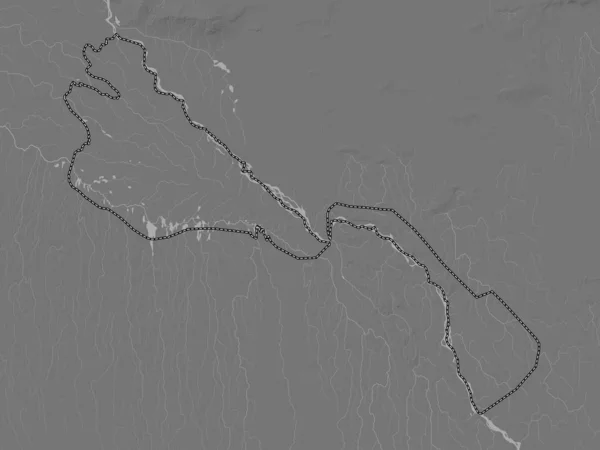 Khorezm Özbekistan Bölgesi Gölleri Nehirleri Olan Çift Seviyeli Yükseklik Haritası — Stok fotoğraf