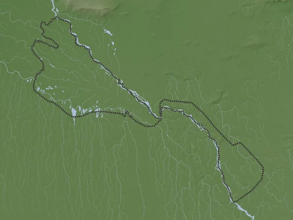 Khorezm, region of Uzbekistan. Elevation map colored in wiki style with lakes and rivers