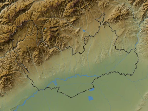 Namangan Regione Uzbekistan Mappa Elevazione Colorata Con Laghi Fiumi — Foto Stock