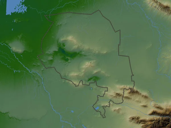 Navoi Region Uzbekistan Colored Elevation Map Lakes Rivers — Stock Photo, Image