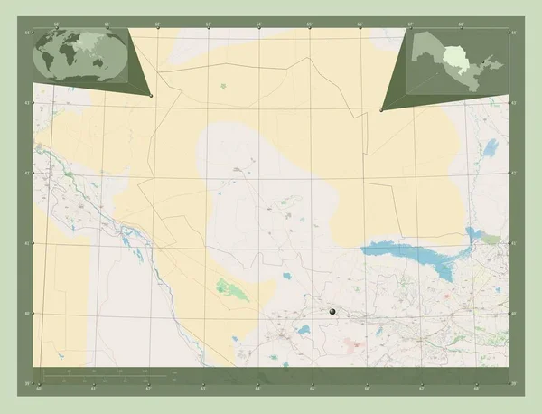 Навои Область Узбекистана Карта Улиц Вспомогательные Карты Расположения Углов — стоковое фото