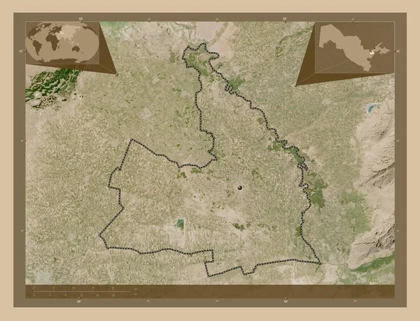 Sirdaryo Özbekistan Bölgesi Düşük Çözünürlüklü Uydu Köşedeki Yedek Konum Haritaları — Stok fotoğraf