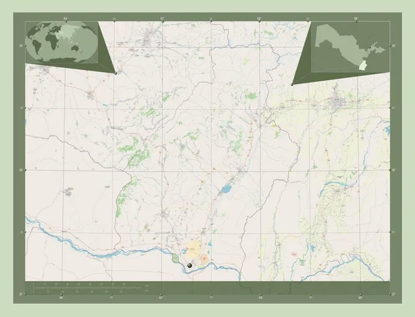 Сурхандарья Область Узбекистана Карта Улиц Вспомогательные Карты Расположения Углов — стоковое фото