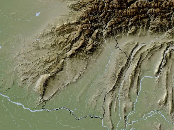 Сурхандарья Область Узбекистана Карта Высот Окрашенная Вики Стиле Озерами Реками — стоковое фото