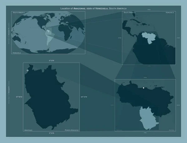 Amazonas Estado Venezuela Diagrama Mostrando Localização Região Mapas Maior Escala — Fotografia de Stock
