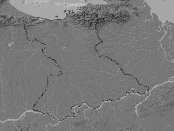 Anzoategui Stát Venezuela Bilevel Elevační Mapa Jezery Řekami — Stock fotografie