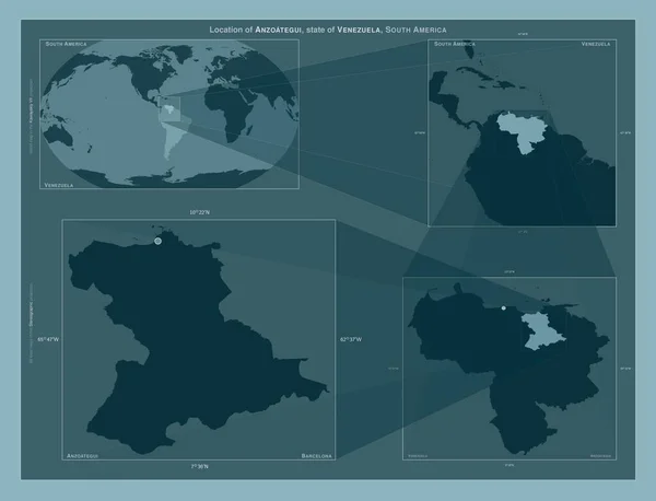 Anzoategui Estado Venezuela Diagrama Que Muestra Ubicación Región Mapas Gran —  Fotos de Stock
