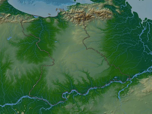 Anzoategui Venezuela Állam Színes Domborzati Térkép Tavakkal Folyókkal — Stock Fotó
