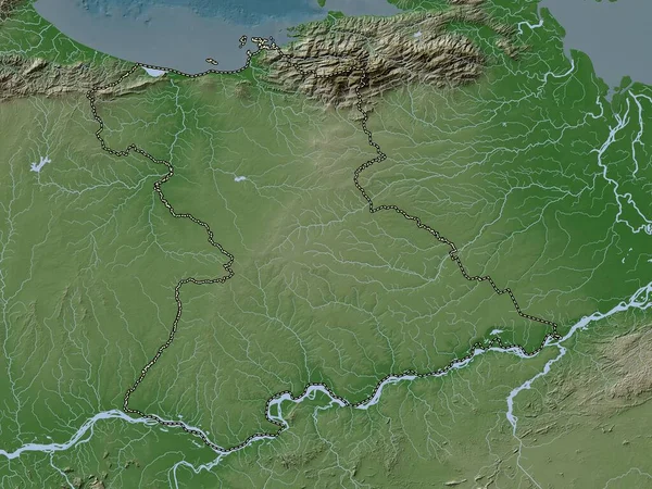 Anzoategui Bundesstaat Venezuela Höhenkarte Wiki Stil Mit Seen Und Flüssen — Stockfoto