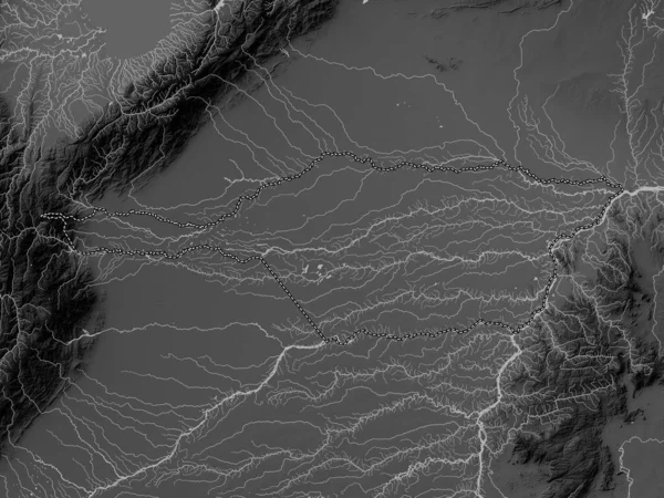 Apure Stan Wenezuela Mapa Wzniesień Skali Szarości Jeziorami Rzekami — Zdjęcie stockowe