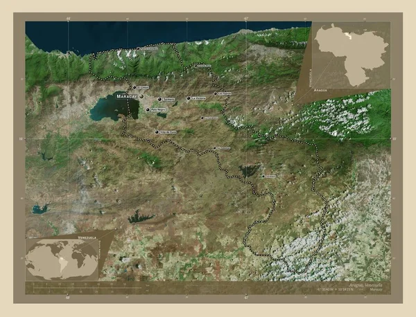 Aragua Πολιτεία Της Βενεζουέλας Υψηλής Ανάλυσης Δορυφορικός Χάρτης Τοποθεσίες Και — Φωτογραφία Αρχείου