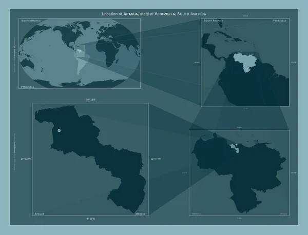 Aragua Estado Venezuela Diagrama Mostrando Localização Região Mapas Maior Escala — Fotografia de Stock