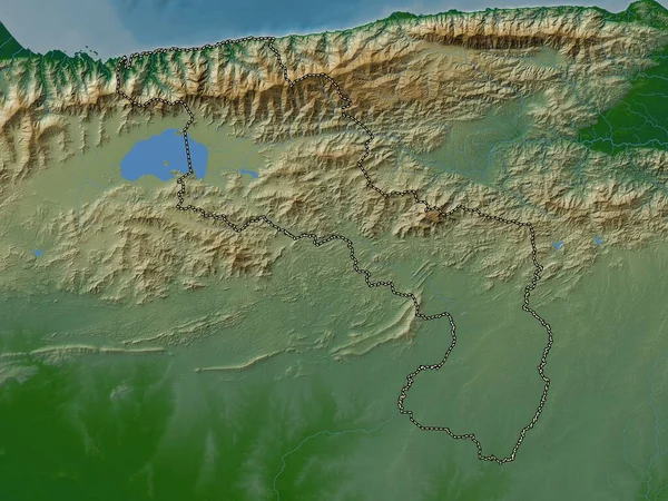 Aragua Πολιτεία Της Βενεζουέλας Χρωματιστός Υψομετρικός Χάρτης Λίμνες Και Ποτάμια — Φωτογραφία Αρχείου