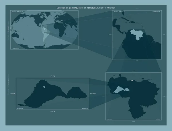 Barinas Venezuela Eyaleti Büyük Ölçekli Haritalarda Bölgenin Yerini Gösteren Diyagram — Stok fotoğraf