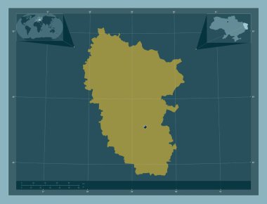 Luhans 'k, Ukrayna bölgesi. Katı renk şekli. Köşedeki yedek konum haritaları