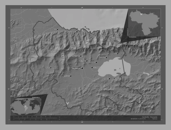Карабобо Штат Венесуела Білевелівська Карта Висот Озерами Річками Місця Розташування — стокове фото