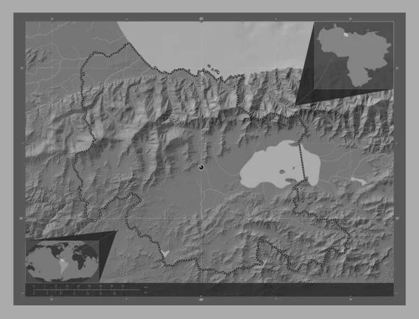 Carabobo Stát Venezuela Mapa Nadmořské Výšky Jezery Řekami Pomocné Mapy — Stock fotografie