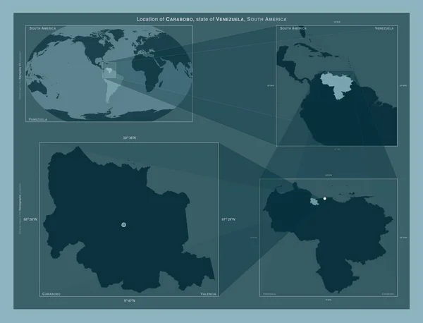 Carabobo Estado Venezuela Diagrama Que Muestra Ubicación Región Mapas Gran — Foto de Stock