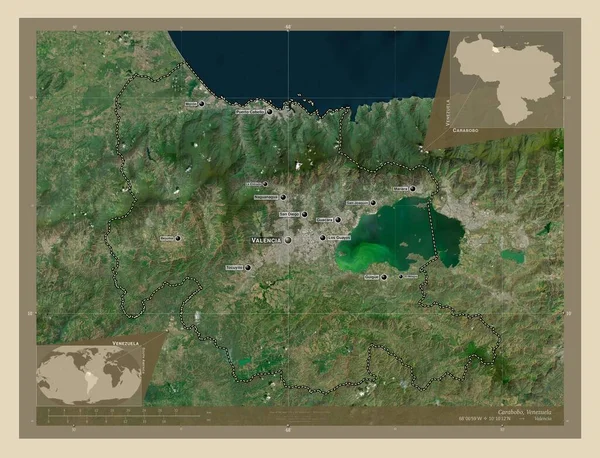 Carabobo State Venezuela High Resolution Satellite Map Locations Names Major — Stock Photo, Image