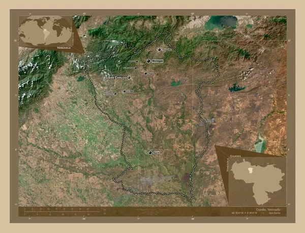 Cojedes Πολιτεία Της Βενεζουέλας Δορυφορικός Χάρτης Χαμηλής Ανάλυσης Τοποθεσίες Και — Φωτογραφία Αρχείου