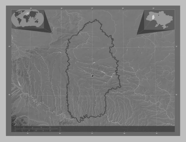 Хмельницкий Обл Украины Карта Высот Оттенках Серого Озерами Реками Вспомогательные — стоковое фото