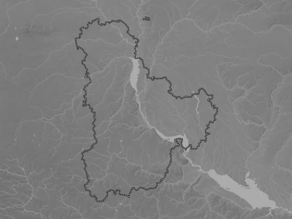 Kiev Region Ukraine Grayscale Elevation Map Lakes Rivers — Stock Photo, Image