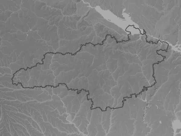 Kirovohrad Regio Van Oekraïne Grayscale Hoogte Kaart Met Meren Rivieren — Stockfoto