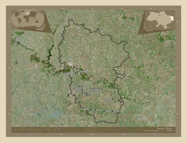 Luhan Regione Dell Ucraina Mappa Satellitare Alta Risoluzione Località Nomi — Foto Stock