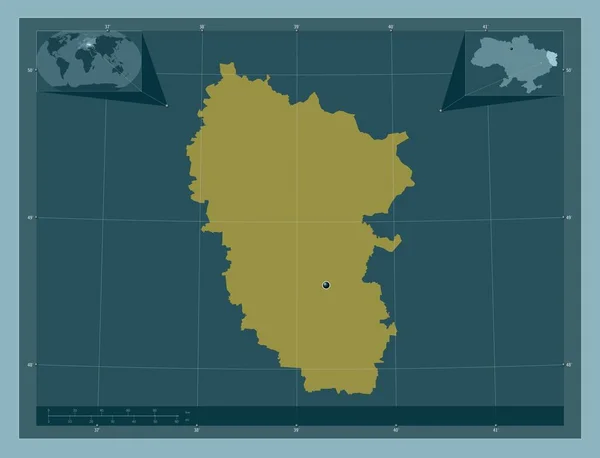 Luhans Região Ucrânia Forma Cor Sólida Mapa Localização Auxiliar Canto — Fotografia de Stock