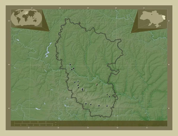 Luhans Περιφέρεια Ουκρανίας Υψόμετρο Χάρτη Χρωματισμένο Στυλ Wiki Λίμνες Και — Φωτογραφία Αρχείου