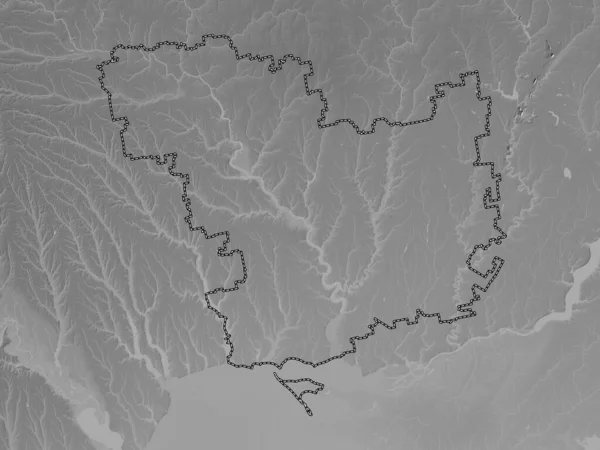 Mikołaj Obwód Ukraiński Mapa Wzniesień Skali Szarości Jeziorami Rzekami — Zdjęcie stockowe
