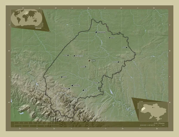 Viv Περιοχή Της Ουκρανίας Υψόμετρο Χάρτη Χρωματισμένο Στυλ Wiki Λίμνες — Φωτογραφία Αρχείου