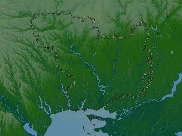 Николаев Область Украины Цветная Карта Высот Озерами Реками — стоковое фото
