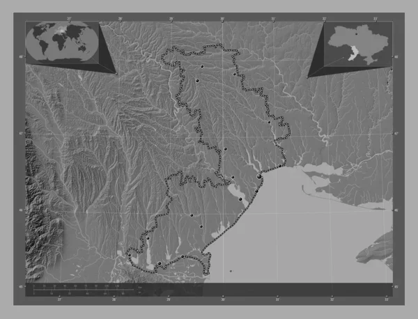 Odessa Regionen Ukraina Bilevel Höjd Karta Med Sjöar Och Floder — Stockfoto