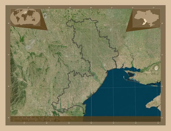 Odessa Region Ukraine Low Resolution Satellite Map Corner Auxiliary Location — Stock Photo, Image